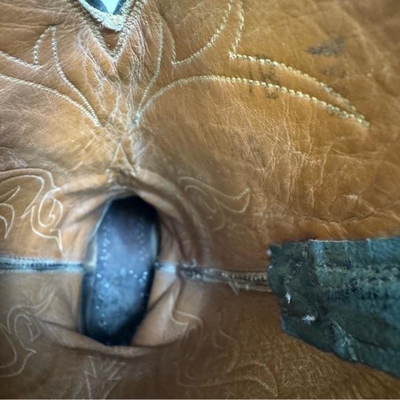 Lucchese Ostrich Leather Two Tone Green Western Cowgirl Boots Women’s Size 7 B - Picture 10 of 14